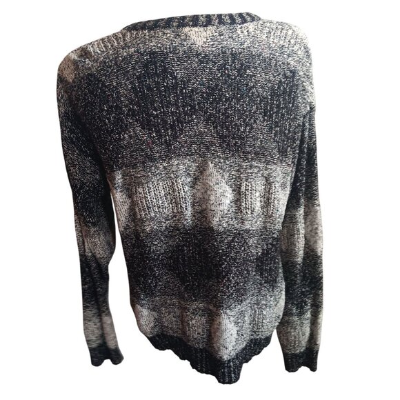 Vtg Mens Large Sweater International Abstract Pattern Knit Crewneck 90's Fleck - Picture 2 of 9